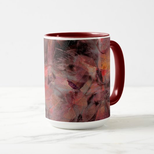 Steine in roten Farbtönen auf schwarz-grauem Hinte Tasse (VorderseiteRechts)