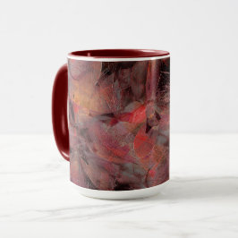 Steine in roten Farbtönen auf schwarz-grauem Hinte Tasse