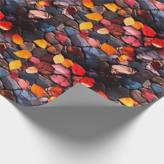 Steine und Blätter Geschenkpapier (Ecke)