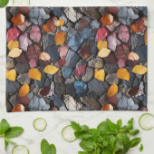 Steine und Blätter Geschirrtuch (Gefaltet)