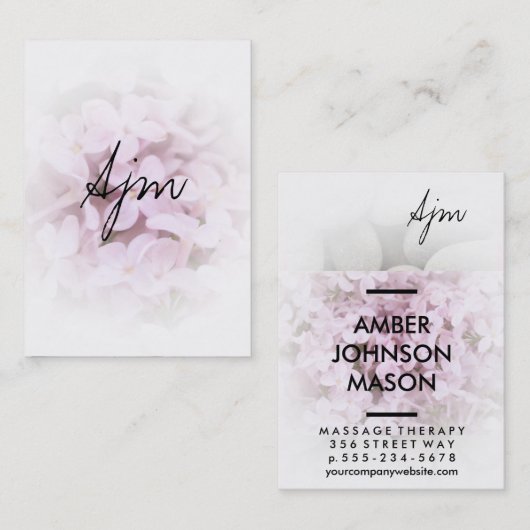 Steine und Blume (Massagetherapie) Visitenkarte (Vorne/Hinten)