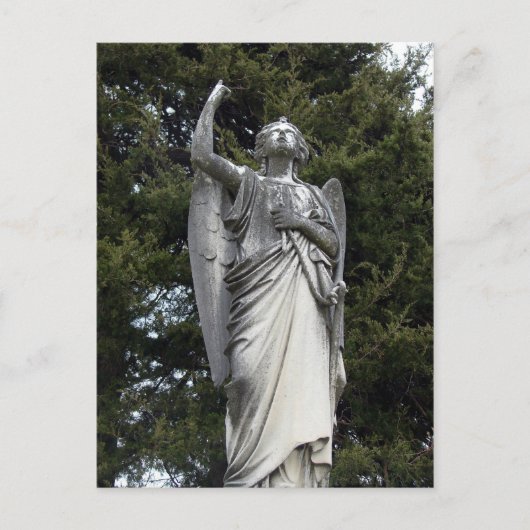 Steinengel mit Kiefernbäumen im Hintergrund Postkarte (Vorderseite)