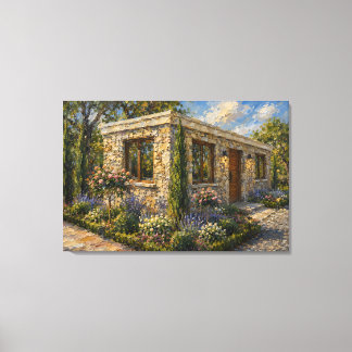 Steinernes Cottage-Garten-Ölgemälde auf Leinwand
