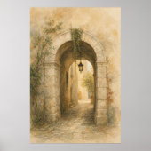 Steinernes Torbogen-Passage-Wasserfarbenposter Poster (Vorne)