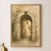 Steinernes Torbogen-Passage-Wasserfarbenposter Poster