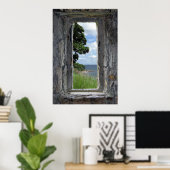 Steinfenster mit Meeresansicht Poster (Heimbüro)