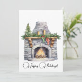 Steinfeuerplatz & Weihnachtsmarkt Strümpfe Aquarel Feiertagskarte (Stehend Vorderseite)