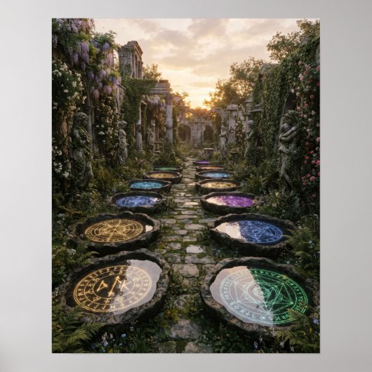 Steingarten mit Reflektionsbecken Poster (Vorne)