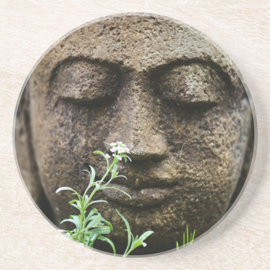 Steingartenstatue mit Blume Getränkeuntersetzer (Vorne)
