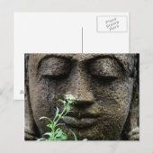 Steingartenstatue mit Blume Postkarte (Vorne/Hinten)