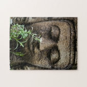 Steingartenstatue mit Blume Puzzle (Horizontal)