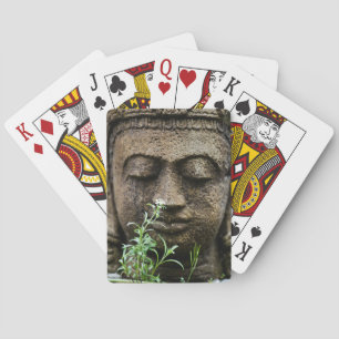 Steingartenstatue mit Blume Spielkarten