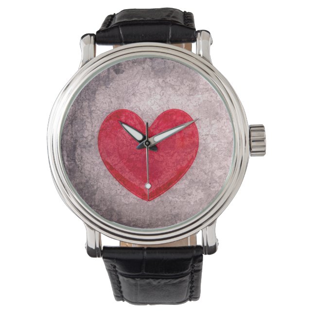 Steingewaschenes Herz Armbanduhr (Vorderseite)