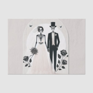 Steingrau schwarzes Skelett gothic Halloween-Hochz Seidenpapier