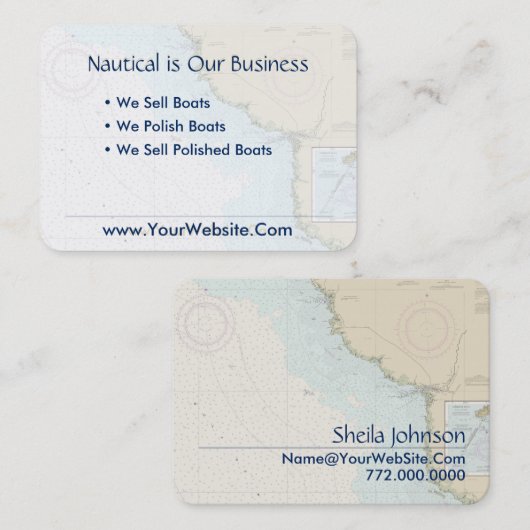 Steinhatchee FL Boating Nautical Chart Blue Tan Visitenkarte (Vorne/Hinten)