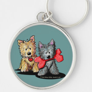 Steinhaufen-Terrier-Duo Schlüsselanhänger