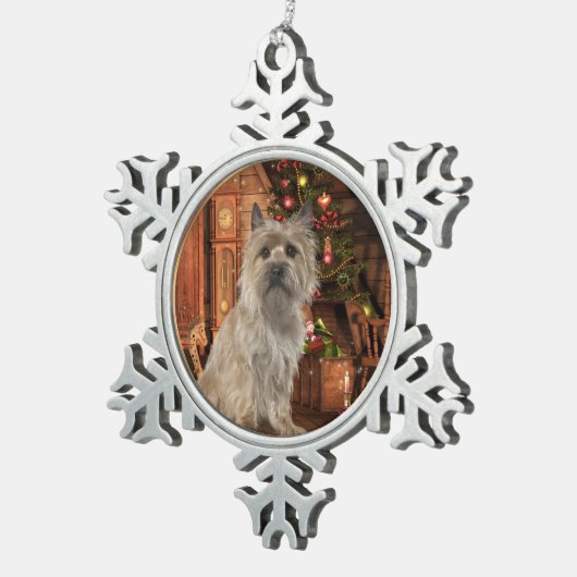 Steinhaufen-Terrier-Schneeflocke-Verzierung Schneeflocken Zinn-Ornament (Rechts)