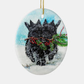 Steinhaufen-Terrier-Weihnachten Keramikornament (Rechts)