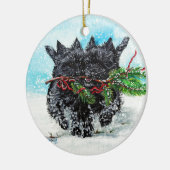 Steinhaufen-Terrier-Weihnachten Keramikornament (Links)