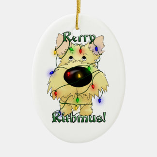 Steinhaufen Terrier - Weihnachtslichter Keramikornament
