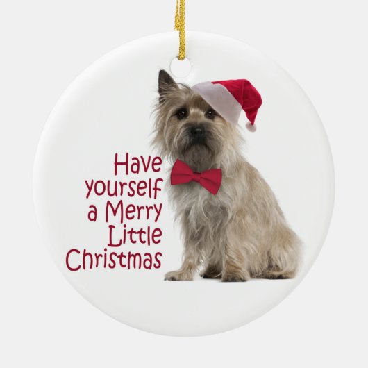 Steinhaufen-Terrier-Weihnachtsverzierung Keramik Ornament (Hinten)