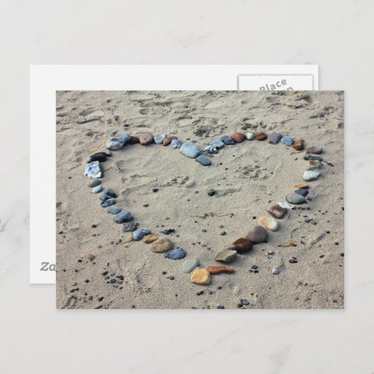 Steinherz im Sand Postkarte (Vorne/Hinten)