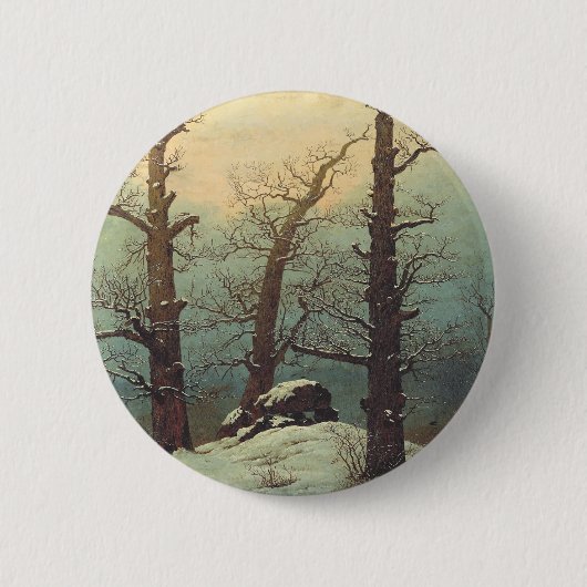 Steinhügel im Schnee von Caspar David Friedrich Button (Vorderseite)