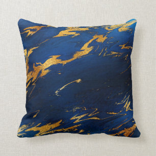 Steinkobalt-Blau-Erde tont Goldmarmor Kissen