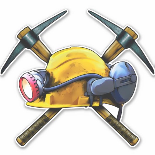 Steinkohlebergwerk Hardhat Scheinwerfer überquert  Aufkleber (Vorderseite)