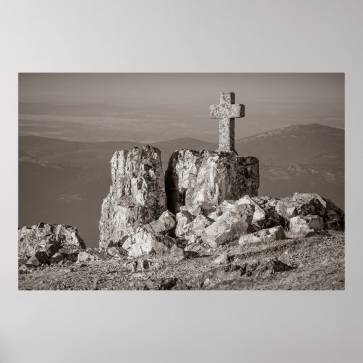 Steinkreuzdenkmal auf Peña de Francia, Spanien Poster (Vorne)