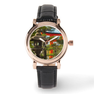 Steinlaterne und Torii-Tor Armbanduhr