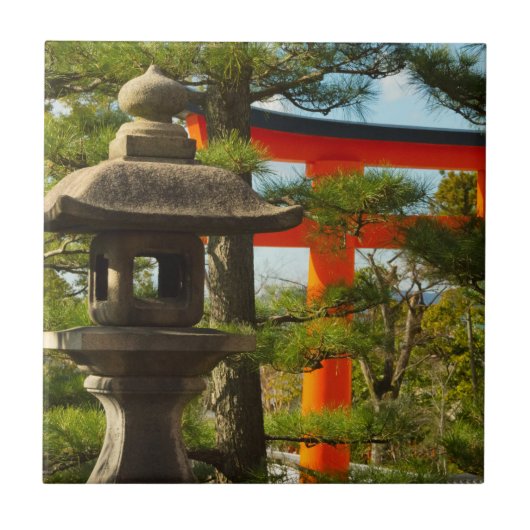 Steinlaterne und Torii-Tor Fliese (Vorderseite)