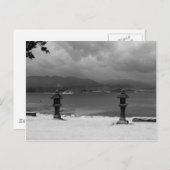 Steinlaternen am Meer Postkarte (Vorne/Hinten)