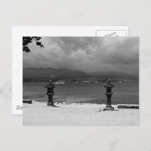 Steinlaternen am Meer Postkarte (Vorne/Hinten)