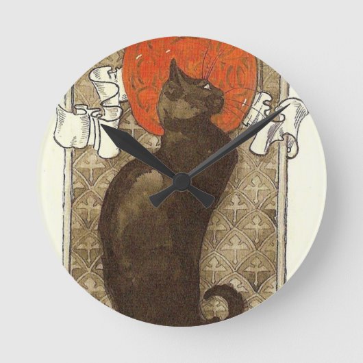 Steinleins Katze - Art Nouveau Runde Wanduhr (Vorderseite)