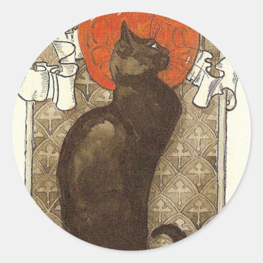 Steinleins Katze - Art Nouveau Runder Aufkleber (Vorderseite)