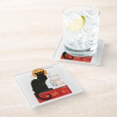 Steinlen Black Cat Classic French Artwork Glasuntersetzer (Schrägansicht)