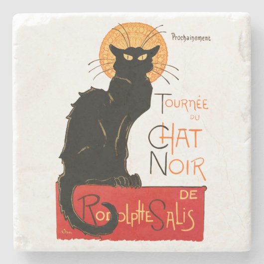 Steinlen Black Cat Classic French Artwork Steinuntersetzer (Vorderseite)