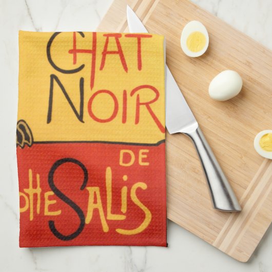 Steinlen: Chat Noir Geschirrtuch (Viertel Falte)