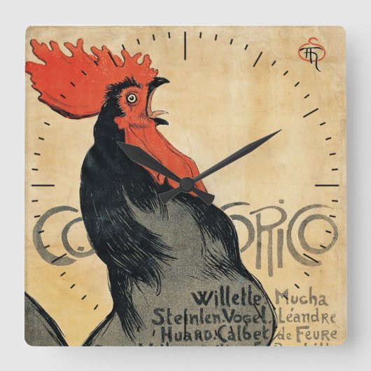 Steinlen Cocurico Timepiece Quadratische Wanduhr (Vorderseite)