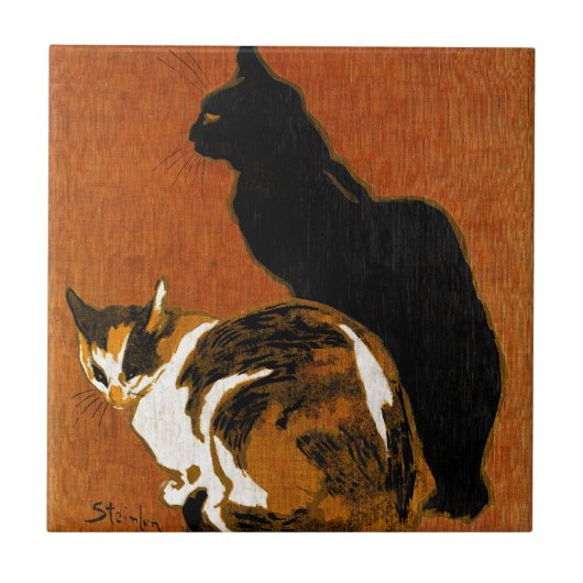 Steinlen Katzen Keramik Fliese (Vorderseite)