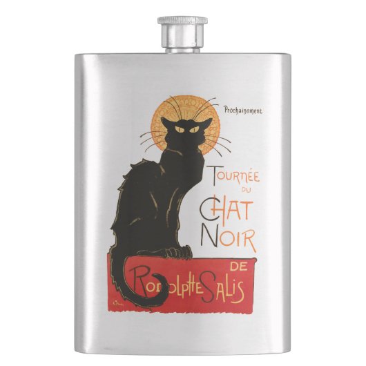 Steinlen Schwarze Katze Klassischer Französischer Flachmann (Vorderseite)