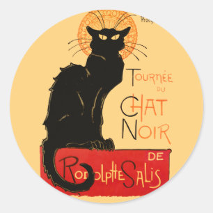 Steinlen Schwarze Katze Klassischer Französischer Runder Aufkleber