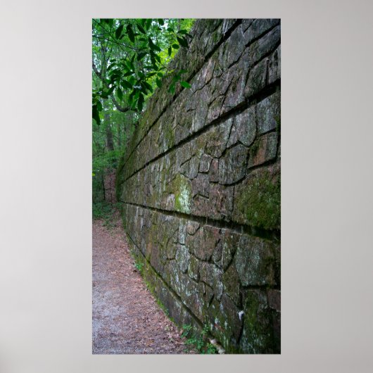 Steinmauer am Waldpfad Plakat (Vorne)