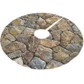 Steinmauer: Dekoratives Design Polyester Weihnachtsbaumdecke (Schrägansicht)