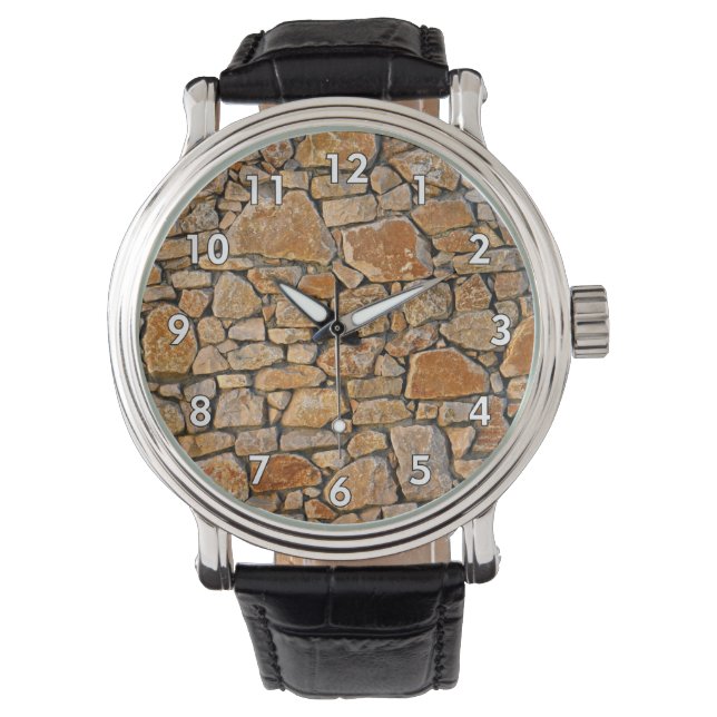 Steinmauer mit weißer Grenze Armbanduhr (Vorderseite)