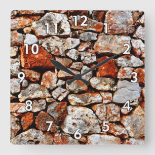 Steinmauer mit weißer Grenze Quadratische Wanduhr
