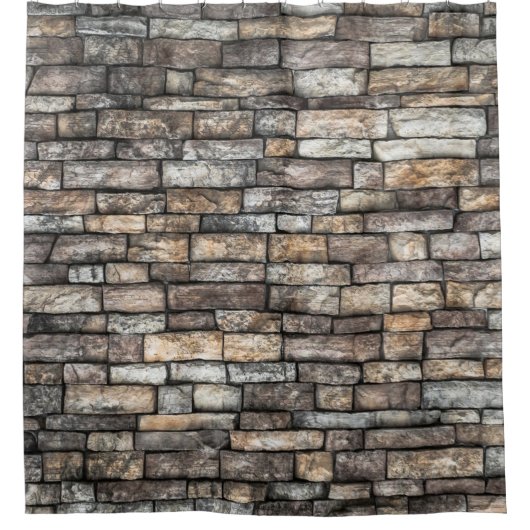Steinmauerwerk in Grau-Beige-Granit Duschvorhang