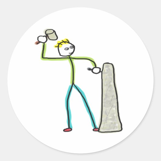 Steinmetz Stickman Runder Aufkleber (Vorderseite)