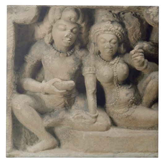 Steinschnitzen der Liebhaber, die ein Tanz Fliese (Vorderseite)